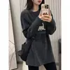 Camiseta de Manga Larga Estilo Coreano para Mujer Otoño 2026 Nueva Holgada Adelgazante Talla Grande Chicas Gorditas Longitud Media Prenda Base