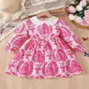Vestido Casual Clásico Floral Patchwork con Cuello Redondo y Volantes para Niñas, Suministro Directo del Fabricante, en Stock