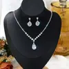 Estilo Europeo y Americano Nuevo Sencillo Blanco Rosa Negro Circonita Conjunto de Collar y Pendientes para Mujer Venta Caliente Transfronteriza Amazon