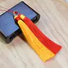 Nudo Chino con Borla de Combinación Bicolor y Doble Borla, Suave y Fluido, Accesorio Colgante para Coche DIY, Broche Hanfu