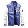 Chaqueta de Cuero para Hombre 2019 Chaqueta Casual Chaqueta de PU Cuello de Béisbol Primavera y Otoño Nueva Tendencia para Hombre Cuero 7701