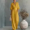 Mono elegante de mujer con cintura ceñida y escote en V, estilo cruzado europeo y americano, nuevo para primavera/verano 2026, Amazon