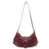 Bolso de axila de moda para mujer, nuevo bolso de motocicleta otoño 2026, bolso de hombro cruzado, bolso tipo empanada simple de estilo coreano para mujer