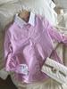 Moda Chic Coreana Camisa Casual a Rayas Bloque de Color Manga Larga Camisa Estilo Coreano Camisa Versátil