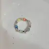 Anillo de plata con cuentas de dopamina para mujer, nuevo anillo elástico con diseño de nicho, elegante y combinable.