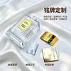 Etiquetas Metálicas Personalizadas para Frascos de Perfume, Placas de Nome em Alumínio Dourado com Acabamento Espelhado, Etiquetas para Embalagens de Cosméticos, Disponíveis em Pequenas e Grandes Quantidades