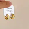 Brincos Meia-Lua com Gotejamento Amarelo Cremoso, Brincos Elegantes de Alta Qualidade, Pequenos Brincos Frescos para Primavera e Verão para Mulheres, Novo Estilo 2025