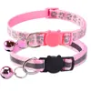 Collar Reflectante para Mascotas Collar Luminoso Collar para Gato Collar para Perro Collar con Cascabel Collar con Hebilla de Seguridad Estampado de Huella de Perro