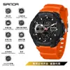 Reloj para Hombre Sanda Transfronterizo Doble Movimiento Cuenta Regresiva Tres Tiempos Luminoso Versátil Simple Reloj Electrónico Multifuncional Resistente al Agua