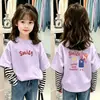 Nueva colección de otoño 2026: Camiseta elegante y moderna de manga larga a rayas para niñas, hecha de algodón puro, adecuada para niños mayores