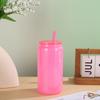 Taza de Vidrio de Borosilicato de Colores 16 oz Taza Mason Taza de Lata de Refresco con Popote Taza Portátil Resistente a Altas Temperaturas