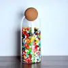 Frascos redondos de vidrio para almacenamiento con tapones de corcho, de múltiples especificaciones, adecuados para almacenar granos, cereales y té; venta al por mayor del fabricante