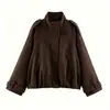Roupas Femininas Europeias e Americanas Transfronteiriças Outono/Inverno 2026 Novo Casaco Jaqueta Piloto Solta com Gola Alta Feminino