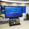 Máquina todo en uno de pie Crystal TV Carrito con ruedas extraíble Estante universal de doble pantalla de 32-0 pulgadas