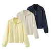 Ins estilo europeo y americano transfronterizo 2026 nueva moda elegante para mujer de oficina sudadera con cremallera de manga larga y cuello alto 4174807