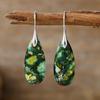 Pendientes colgantes de gota de agua con piedra del emperador bohemio transfronterizo, joyería de piedra natural popular europea y americana, venta al por mayor