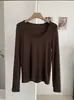 KEKEZOON Camiseta Básica Versátil de Color Sólido con Cuello Redondo y Mangas Largas para Mujer, 17 Colores, Corte Delgado, 8986