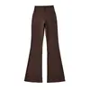 Calça de yoga flare com efeito empina bumbum de pêssego, calça longa de fitness com bolso emagrecedor, calça esportiva justa micro flare para levantar o bumbum para Pilates