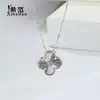 Nuevo Collar de Trébol de Cuatro Hojas Edición Limitada Navideña para Mujer, Plata de Ley S925 con Escamas Grabadas, Diamante Individual Brillante, Joyería de Plata Láser