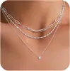 Collar de Oro Multicapa Transfronterizo Europeo y Americano 2025 para Mujer Apilable Moda Simple Versátil Diseño de Nicho Collar