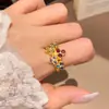 Luz de Arcoíris Ilusoria~Pulsera de Flor de Circonita Colorida, Sensación de Lujo Ligero de Gama Alta, Joyería de Moda Exquisita Retro Francesa