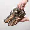 Sandalias Planas de Moda Europeas y Americanas de Nicho 2025 Nuevos Zapatos de Malla de Celebridad de Internet Verano Calzado Exterior Baotou Bolso Tacón Zapatos de Nido de Pájaro
