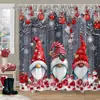 Cortina de Ducha Muñeco de Nieve Navideño Santa Feliz Elfo Reno Camión Rojo Tela de Poliéster Cortina de Ducha Impresa Baño