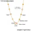 Azucarero Moda Europea y Americana Acero Inoxidable Piedra de Cristal Multifacética Corazón Hueco Collar Diseño de Nicho Gargantilla para Clavícula Femenina