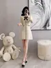 Vestido suéter de tricô coreano para mulheres, outono e inverno, estilo socialite elegante, adequado para figuras petites