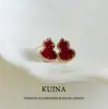Aretes de Calabaza de Cristal Rojo para Mujer, Lujo Accesible, Gama Alta, Riqueza Metafísica, Aretes de Aguja de Plata Sterling, Nuevos Aretes de Año Nuevo