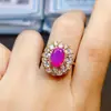 Anillo de Ópalo Rosa Natural Popular al por Mayor de Fábrica Plata S925 Incrustado Piedra Principal 6*9 Joyería de Lujo Venta Directa de Fábrica
