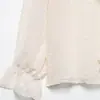 Atacado Transfronteiriço Amazon Verão 2025 Nova Moda Feminina Camisa de Manga Longa Elegante com Design de Tule Decorativo em Camadas