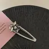 Accesorio para el cabello de metal estilo coreano para mujer, pinza para el cabello de estrella de cinco puntas, pinza lateral plateada nueva, pinza con forma de corazón, pinza de cocodrilo
