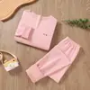 Conjunto de Roupa Íntima Térmica Infantil de Outono e Inverno para Meninos e Meninas, Camisetas e Calças Quentes de Camada Base para Crianças Mais Velhas, Tecido Escovado de Dupla Face, Atacado