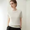 Suéter de punto de manga corta para mujer, nuevo, cuello redondo, estilo "old money", base de punto trenzado, top sin mangas, camiseta