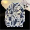 Jaqueta Jeans Tie-Dye Tinta Estilo Chinês para Homens, Casaco Chic de Lapela de Primavera de Alta Qualidade, Jaqueta de Trabalho Tendência de Marca, Cool e Bonita