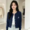 Nuevo cárdigan de punto bordado con botones coloridos, conjunto de mujer estilo coreano, top de punto dopamina con forma de corazón
