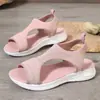 Sandálias Casuais de Praia Femininas de Malha Fly-Knit com Solado Grosso, Tamanho Grande, Slip-On, Novo Lançamento de Verão 2026, Comércio Exterior Transfronteiriço, Europeu e Americano
