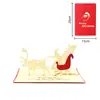 Tarjeta de felicitación 3D Pop-Up de Navidad Escultura de papel Reno de Navidad Carrito Sobre Tarjeta pequeña para amigos Amazon Venta al por mayor