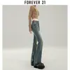 Calça Jeans Flare Cintura Alta para Mulheres Tendência Novo Retro Americano Design com Rebites Modelagem Slim Fit Comprimento Total Calça Boca de Sino