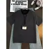 Camiseta listrada em preto e branco de manga curta para homens, marca trendy cleanfit de verão, top solto estiloso de alta qualidade para adolescentes