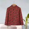 Jaqueta feminina quente com acolchoamento de algodão, novo modelo de inverno para meia-idade e idosos, com adição de fleece e espessura, confortável, elegante e moderna, jaqueta acolchoada de algodão estampada para mães