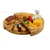 Plato de Frutas de Bambú Transfronterizo Bandeja Multifuncional para el Hogar Tabla de Queso Plegable Estante Giratorio para Queso en Forma de Abanico