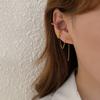 Pendientes de estilo coreano de nueva línea creativa, elegantes pendientes de textura de metal para mujer, sencillos pendientes huecos largos con clip de oreja, joyería