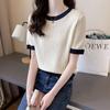 Suéter Curto Macio Encerado Estilo Coreano Design de Manga Curta Nicho Estilo Preguiçoso Top Versátil Camiseta Feminina Verão