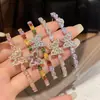 Pulseira Aberta Cruzada Europeia e Americana de Zircônia Gota d'Água Borboleta, Pulseira de Luxo Leve de Alta Qualidade, Joia Personalizada Versátil e Elegante para Mulheres