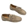 Zapatos Literarios Retro Hechos a Mano de Cuero Genuino, Zapatos Tipo Beanie Slip-On, Zapatos Planos de Punta Redonda con Cordones y Borlas Esmeriladas de Piel de Vaca Suave para Mujer