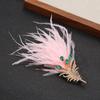 Broche Exquisito de Pena de Pavão de Alta Qualidade, Broche de Pena de Cristal Vintage e Elegante, Alfinete Acessório para Traje de Noite
