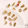 Accesorios Transfronterizos Europeos y Americanos para Manualidades Material para Joyería Collar Acero Inoxidable Chapado en Oro de 18K Colgante de Caramelo, Rosquilla, Croissant