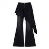 Jeans de Doble Pieza Falsos con Dobladillo Irregular para Mujer, Corte Delgado, Pantalones Largos Acampanados, Primavera/Verano 2026